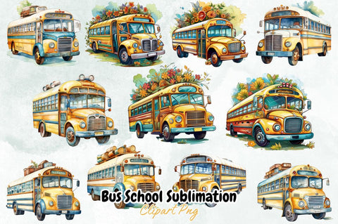 Bus School Sublimation Clipart Bundle Sublimation Designangry 