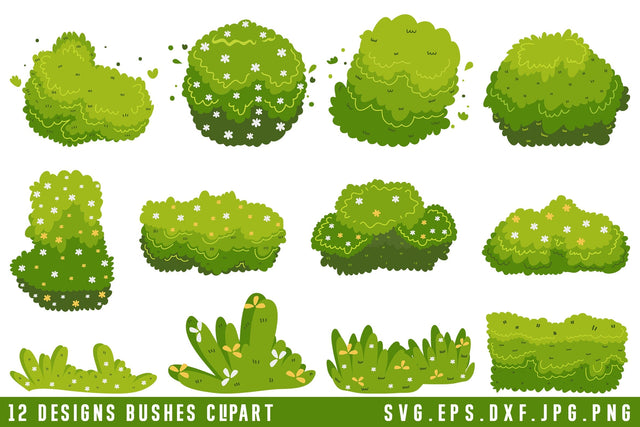 Bushes Clipart SVG | Green Grass Spring Elements SVG dapiyupi store 