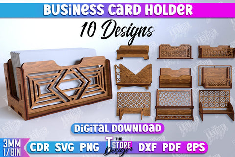 Business Card Holder Bundle | Office Accessory | Business Card Stand | CNC Files SVG The T Store Design 