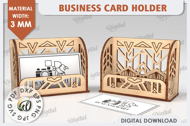 Business Card Holder Laser Cut Design. Wood Organizer SVG SVG Evgenyia Guschina 