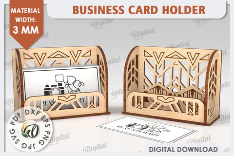 Business Card Holder Laser Cut Design. Wood Organizer SVG SVG Evgenyia Guschina 
