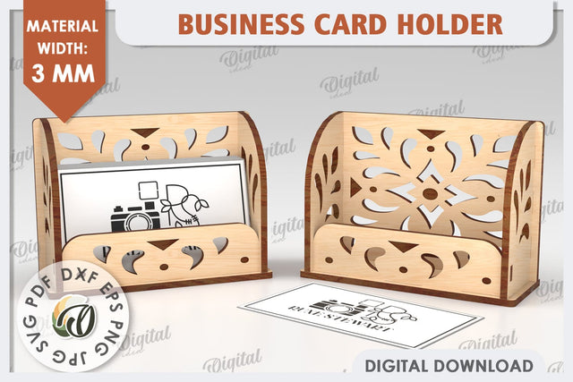 Business Card Holder Laser Cut Design. Wood Organizer SVG SVG Evgenyia Guschina 