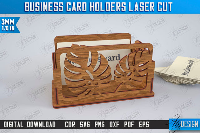 Business Card Holder Laser Cut | Office Accessory | Business Card Stand | CNC File SVG Fly Design 