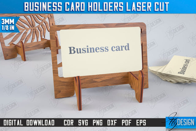 Business Card Holder Laser Cut | Office Accessory | Business Card Stand | CNC File SVG Fly Design 