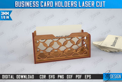 Business Card Holder Laser Cut | Office Accessory | Business Card Stand | CNC File SVG Fly Design 