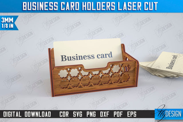Business Card Holder Laser Cut | Office Accessory | Business Card Stand | CNC File SVG Fly Design 