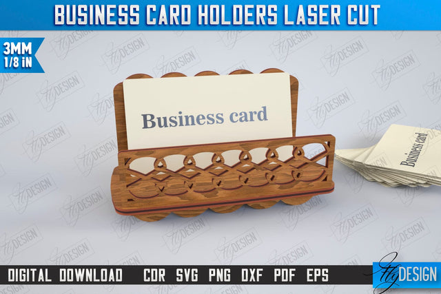Business Card Holder Laser Cut | Office Accessory | Business Card Stand | CNC File SVG Fly Design 