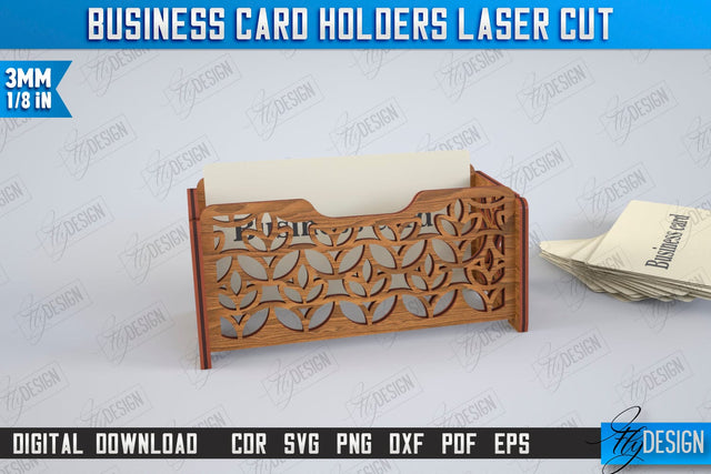 Business Card Holder Laser Cut | Office Accessory | Business Card Stand | CNC File SVG Fly Design 