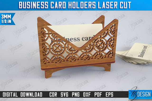 Business Card Holder Laser Cut | Office Accessory | Business Card Stand | CNC File SVG Fly Design 