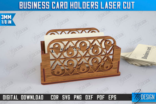Business Card Holder Laser Cut | Office Accessory | Business Card Stand | CNC File SVG Fly Design 