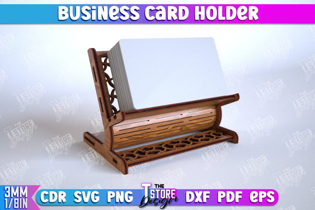 Business Card Holder | Office Accessory | Business Card Stand | CNC File SVG The T Store Design 