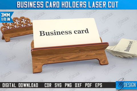 Business Card Holders Laser Cut Bundle | Office Accessory | Business Card Stand | CNC Files SVG Fly Design 