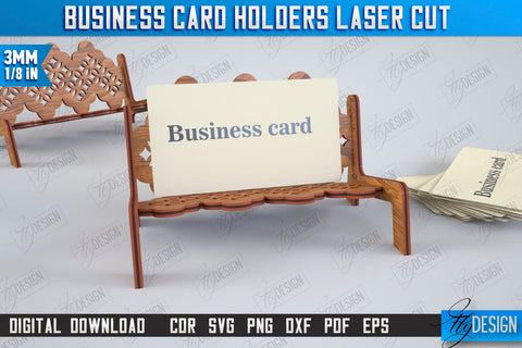 Business Card Holders Laser Cut Bundle | Office Accessory | Business Card Stand | CNC Files SVG Fly Design 