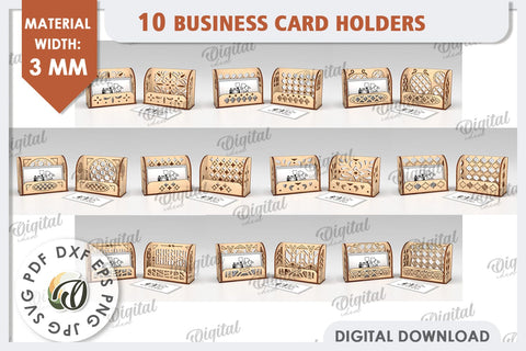 Business Card Holders Laser Cut Bundle. Wood Organizers SVG SVG Evgenyia Guschina 