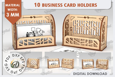 Business Card Holders Laser Cut Bundle. Wood Organizers SVG SVG Evgenyia Guschina 