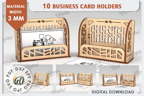 Business Card Holders Laser Cut Bundle. Wood Organizers SVG SVG Evgenyia Guschina 