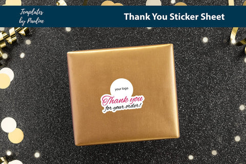 Business thank you stickers sheet, print and cut SVG SVG Templates by Pauline 
