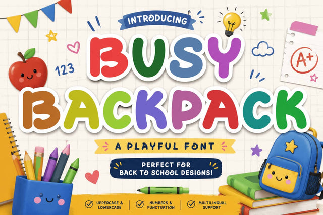 Busy Backpack Font Prasetya Letter 