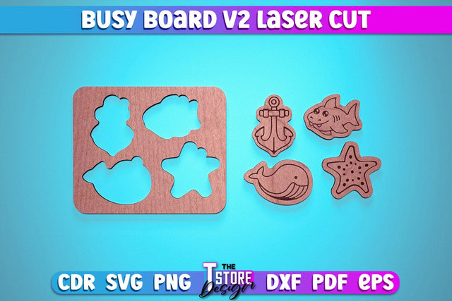 Busy Board Laser Cut | Baby Game Laser Cut SVG Design | CNC Files v.2 SVG The T Store Design 