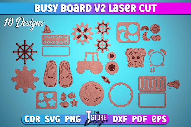 Busy Board Laser Cut | Baby Game Laser Cut SVG Design | CNC Files v.2 SVG The T Store Design 