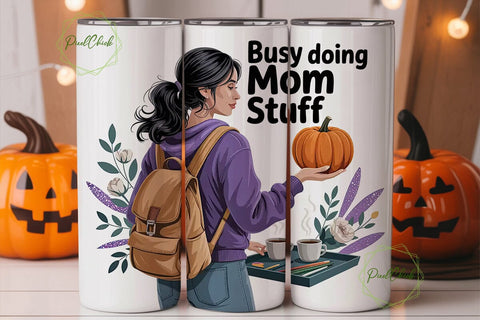 Busy Mom Life 20oz Tumbler Wrap Sublimation PixelChick 
