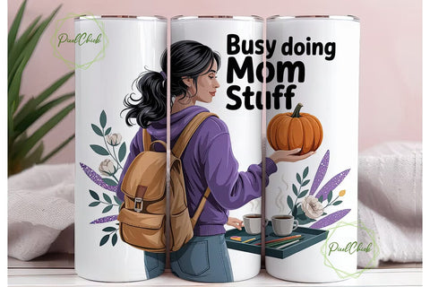 Busy Mom Life 20oz Tumbler Wrap Sublimation PixelChick 