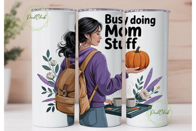 Busy Mom Life 20oz Tumbler Wrap Sublimation PixelChick 