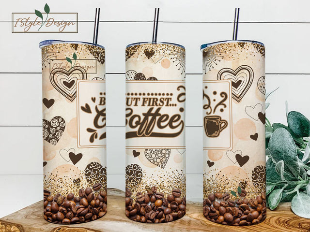 But Coffee First 20oz Tumbler Sublimation Wrap, Coffee Lover Tumbler PNG, Coffee Addict Tumbler Template, Coffeeholic Mama Digital Download Sublimation iStyleDesign 