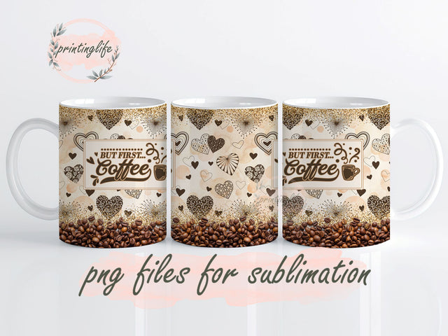 But Coffee First Mug Wrap Design, Instant Digital Design Download Mug Wrap Design, Mug Design PNG Sublimation PrintingLife 