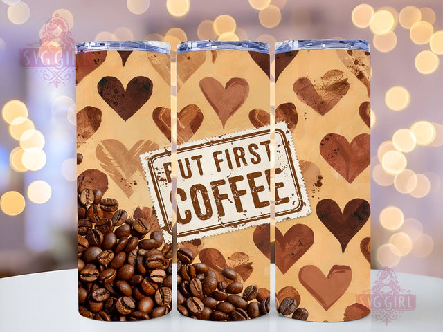 But First Coffee 20oz Tumbler Wrap Sublimation Design, Straight Tapered Tumbler Wrap, Coffee Lover Tumbler Png, Instant Digital Download Sublimation SvggirlplusArt 