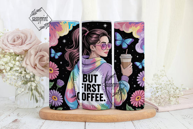 But First Coffee 20oz Tumbler Wrap Sublimation sassyprint 