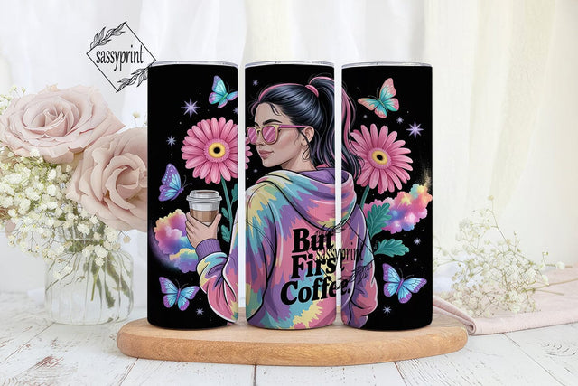 But First Coffee 20oz Tumbler Wrap Sublimation sassyprint 