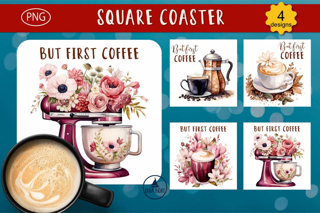 But first coffee | Coffee coaster designs Sublimation Olga Boat Design 
