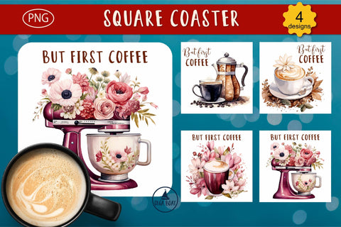 But first coffee | Coffee coaster designs Sublimation Olga Boat Design 