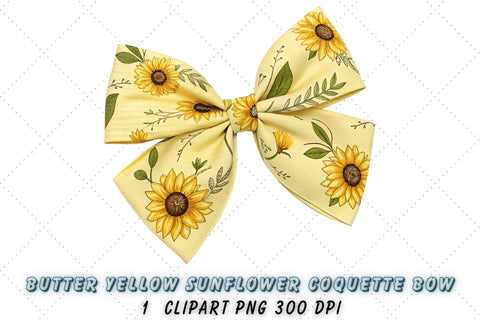 Butter Yellow Sunflower Coquette Bow Clipart, butter yellow bow, coquette bow clipart, spring floral bow, sunflower flower bow, digital bow design, yellow floral bow, cheerful coquette bow, spring sunflower clipart, floral bow design, yellow sunflower bow Sublimation FloridPrintables 