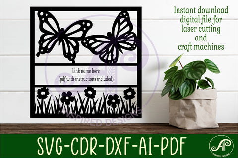 Butterflies and flowers name sign svg laser cut template SVG APInspireddesigns 