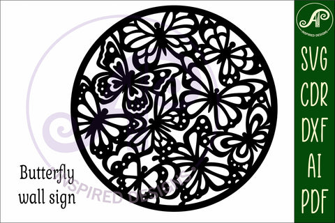 Butterflies circle wall sign, SVG file. SVG APInspireddesigns 