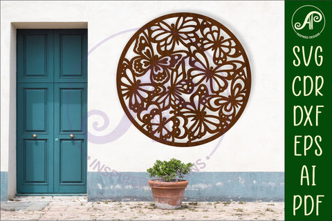 Butterflies circle wall sign, SVG file. SVG APInspireddesigns 