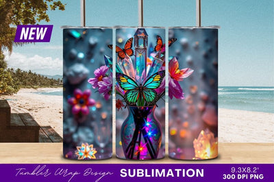 Butterflies Flowers And Crystals Still Life Image Sublimation Regulrcrative 