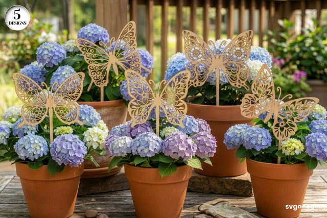 Butterflies Garden Stakes SVG Bundle SVG SvgOcean 