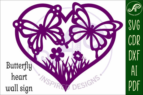 Butterflies heart wall sign, SVG file. SVG APInspireddesigns 