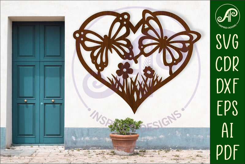 Butterflies heart wall sign, SVG file. SVG APInspireddesigns 