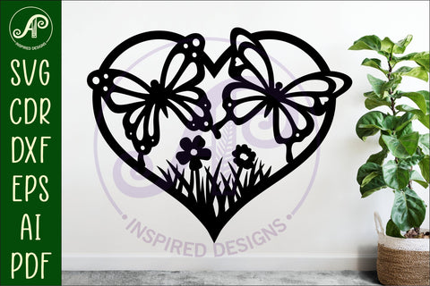 Butterflies heart wall sign, SVG file. SVG APInspireddesigns 