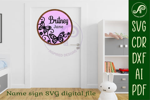 Butterflies layered named wall sign SVG APInspireddesigns 