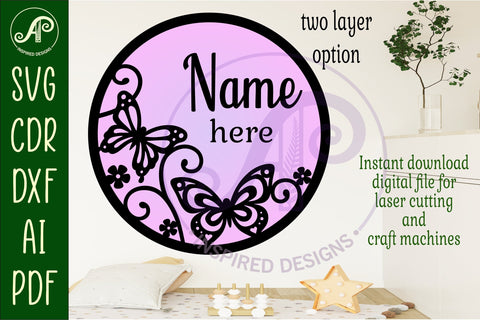 Butterflies layered named wall sign SVG APInspireddesigns 