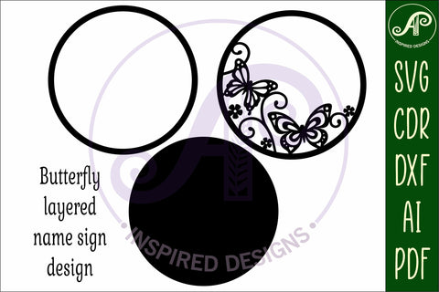 Butterflies layered named wall sign SVG APInspireddesigns 
