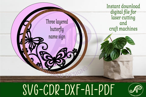 Butterflies layered named wall sign SVG APInspireddesigns 