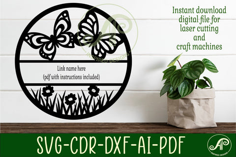 Butterflies name sign svg laser cut template SVG APInspireddesigns 