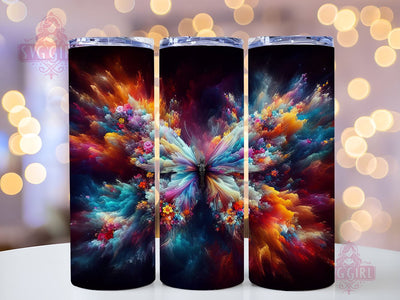 Butterflies Neon 20oz Tumbler Wrap Sublimation Design, Straight Tapered Tumbler Wrap, Butterflies Tumbler Png, Instant Digital Download Sublimation SvggirlplusArt 