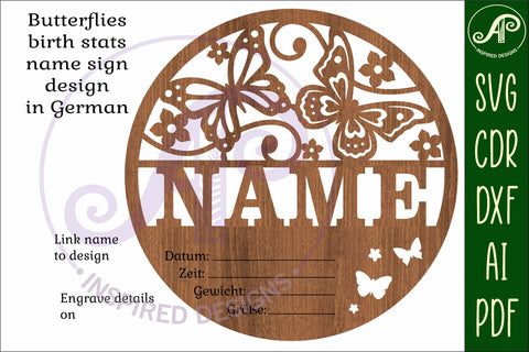 Butterflies Newborn Baby stats, Birth plaque, name SVG APInspireddesigns 